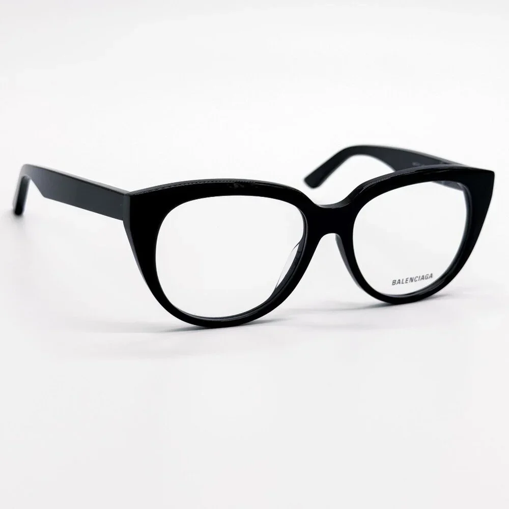 NEW BALENCIAGA EYEGLASSES BB0131O 001 ROUND OVAL BLACK WOMEN EYEWEAR BALENCIAGA